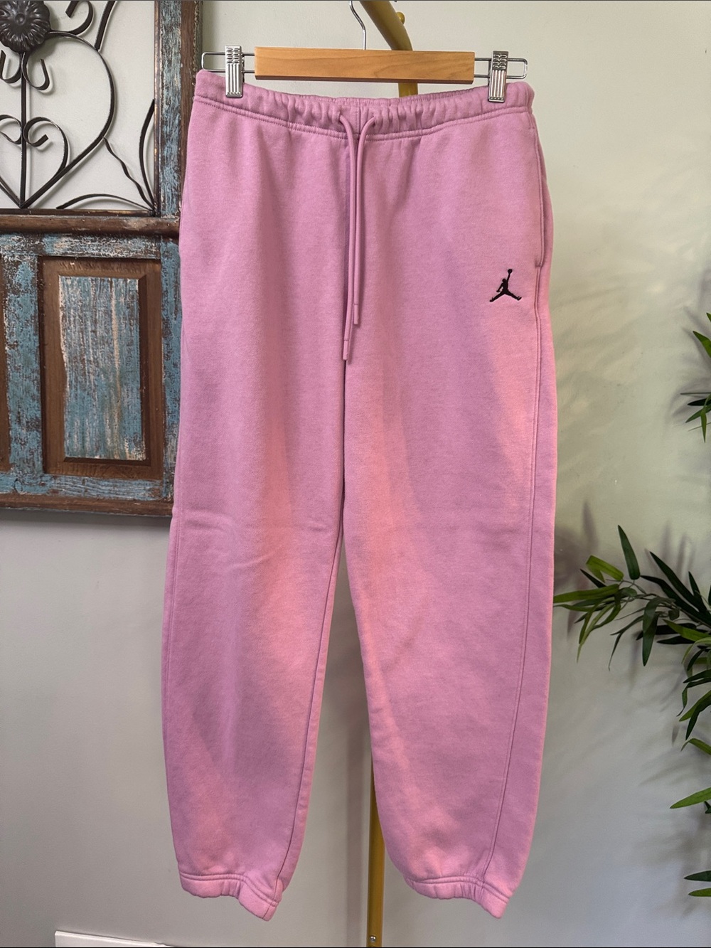 Jordan Pink Fleece Joggers with Black Jumpman